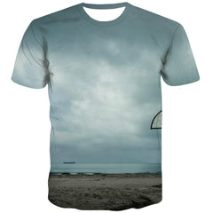 Basketball T-shirt Men Night View Tshirts Cool Galaxy Tshirts Novelty City T-shirts 3d