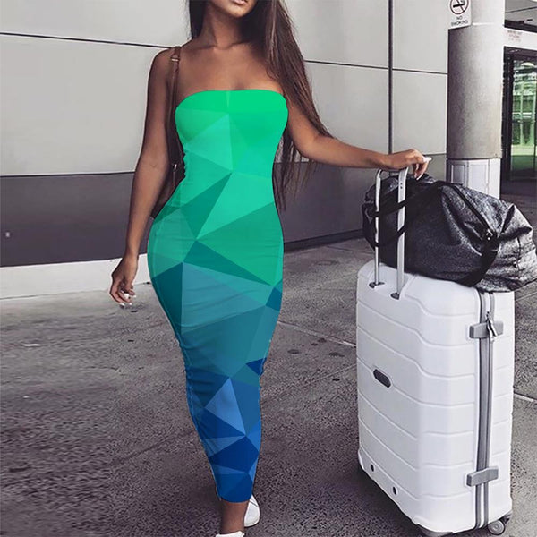 Geometric Dress Women Psychedelic Vestido Sexy Vortex Sundress Square Party - KYKU