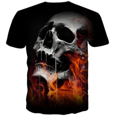 Skull T shirt Men Flame Anime Clothes Skeleton Funny T shirts Black Tshirts Casual