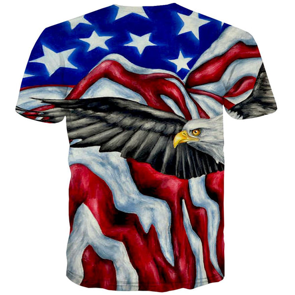
USA T-shirt Men Animal Tshirts Casual Raptor Tshirts Cool Fly Tshirt Printed Eagle T-shirts Graphic
                