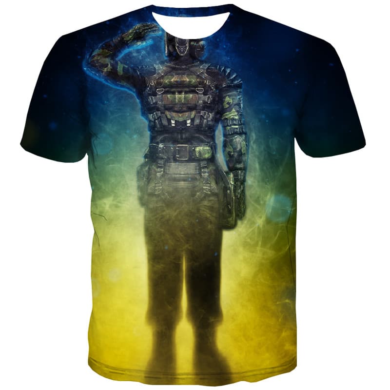 
Military T-shirt Men Flame Tshirt Printed Colorful Shirt Print War T shirts Funny
                
