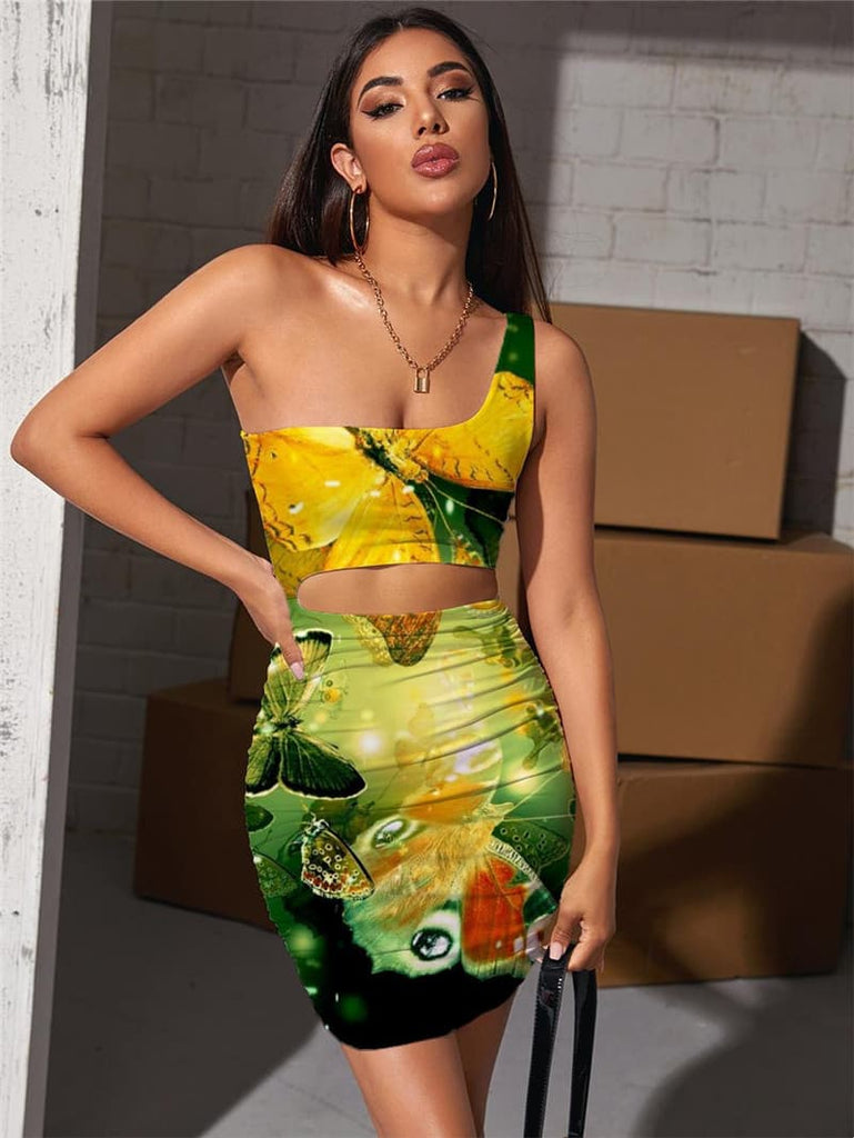 
Butterfly Dresses Women Animal Bodycon Dress Colorful Halter Sleeveless Harajuku Hollow out Dresses
                
