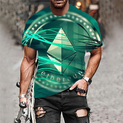 Ethereum T-shirt Men Retro Shirt Print Art Anime Clothes Harajuku Tshirt Printed