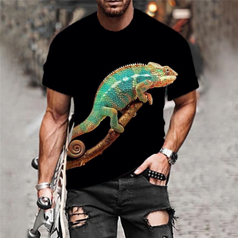 
Lizard T-shirt Men Animal T-shirts 3d Black Tshirts Casual Funny Shirt Print
                