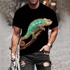Lizard T-shirt Men Animal T-shirts 3d Black Tshirts Casual Funny Shirt Print