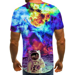 Astronaut T-shirt Men Nebula Tshirt Printed Colorful Tshirts Casual Space T-shirts 3d