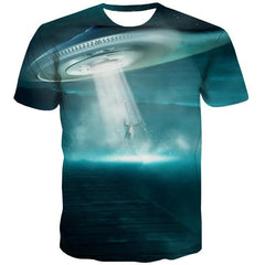 Ufo T-shirt Men Galaxy Anime Clothes Space Funny T shirts Universe Shirt Print