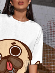 Animal T Shirt Women Dog Shirt Print Love Punk Rock Lovely Tshirt Printed