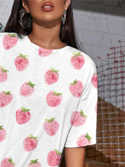 Strawberry T-shirt Women Lovely Funny T shirts Painting Punk Rock Harajuku Summer