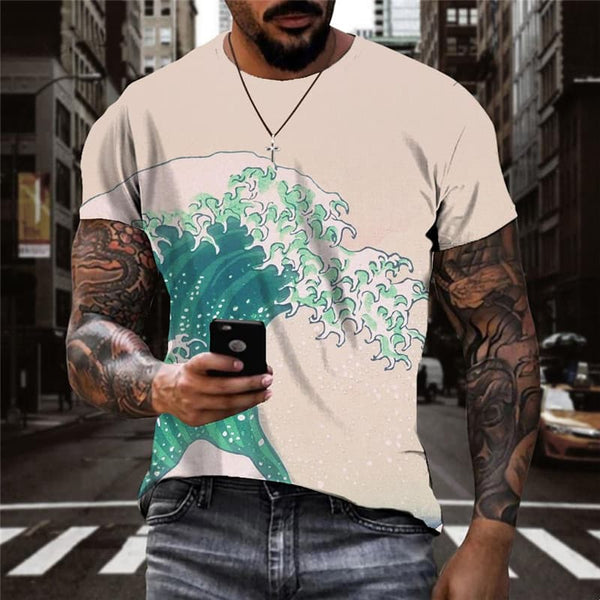 Waves T shirt Men Sail Tshirt Printed Ocean T-shirts 3d Harajuku Funny T shirts