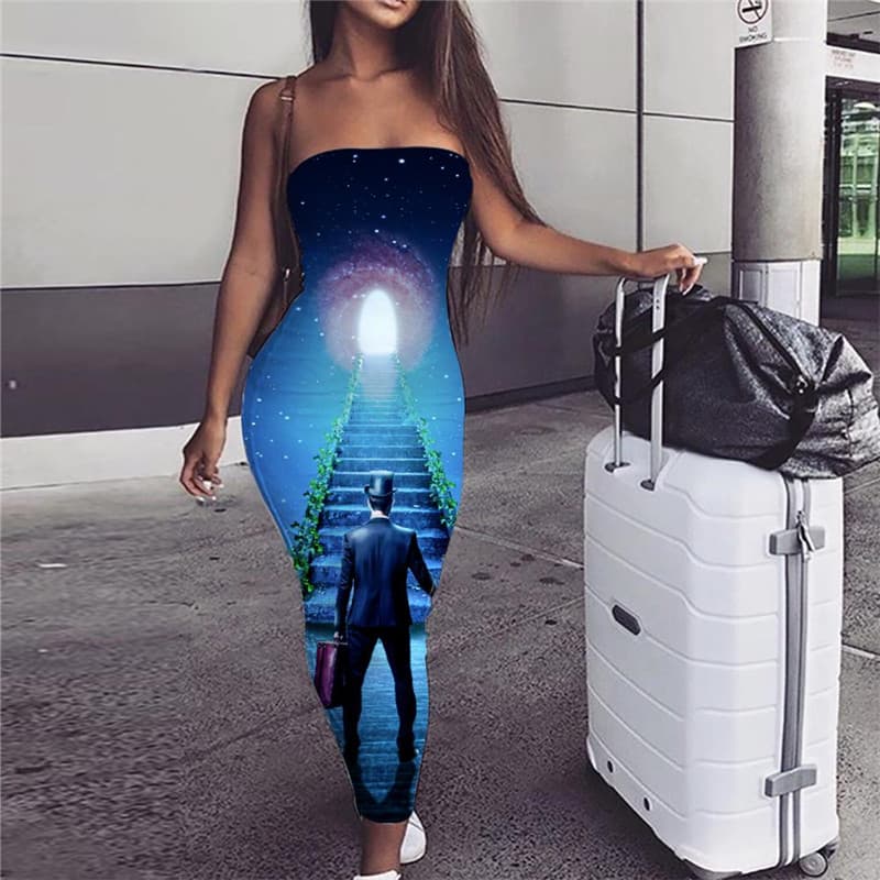 
Galaxy Dress Women Space 3d Print Universe Bodycon Dress Black Hole Ladies Dresses
                