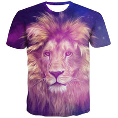 Lion T shirt Men Animal Tshirts Casual Nebula Shirt Print Harajuku T-shirts 3d