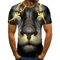 Lion T shirt Men Animal Anime Clothes Lightning Tshirts Casual Harajuku Shirt Print