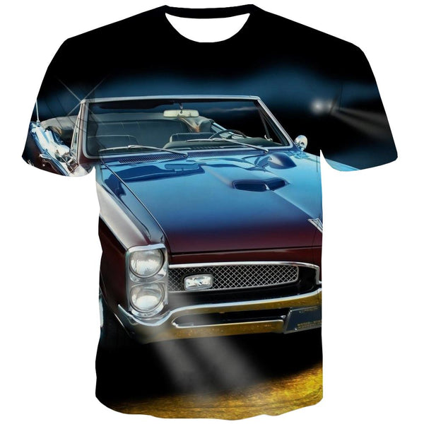 Racing Car T-shirt Men Metal T-shirts 3d City Tshirts Novelty Gray Tshirts Casual Retro Tshirts Cool