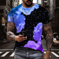Galaxy T shirt Men Smoke Cloud Anime Clothes Art T-shirts 3d Retro Tshirts Casual