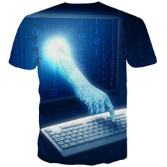 Keyboard T shirts Men Hand Tshirts Cool Technology Tshirt Anime Digital Tshirt Printed