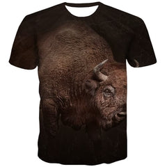 Cattle T-shirt Men Animal Tshirts Casual Black Shirt Print Harajuku T-shirts Graphic - KYKU