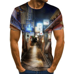 Japan T-shirt Men Landscape T-shirts 3d Harajuku Anime Clothes Mens Clothing