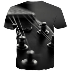 Guitar T shirts Men Music T-shirts 3d Wooden Tshirt Anime Metal Tshirts Cool