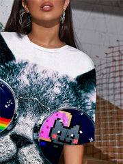 Cat T-shirt Women Animal Tshirt Printed Rainbow T-shirts 3d Harajuku Summer