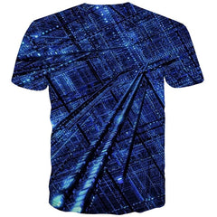 Technology T shirts Men Metal Tshirts Casual Blue Tshirt Printed Short Sleeve
