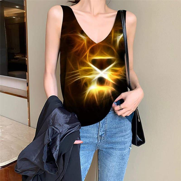 Lion Tank-Top women Animal Tank Tops Casual Anime Anime Clothes Hilarious Funny Top Harajuku Vest Print - KYKU