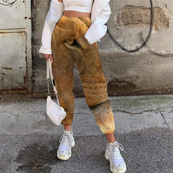 Lion Pants Women Animal High Waist Pants Anime Casual Pant Harajuku Jogger Pants Anime 3d Printed - KYKU