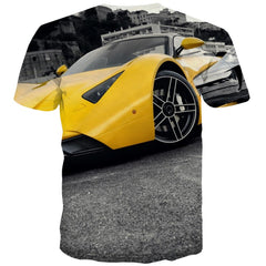 Racing Car T-shirt Men Metal T-shirts Graphic City Tshirt Printed Gray T shirts Funny Retro Tshirt Anime
