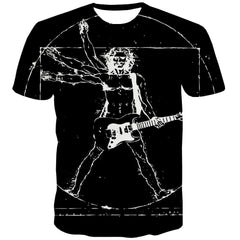 Guitar T-shirt Men Music T-shirts 3d Wooden Shirt Print Metal Tshirts Novelty