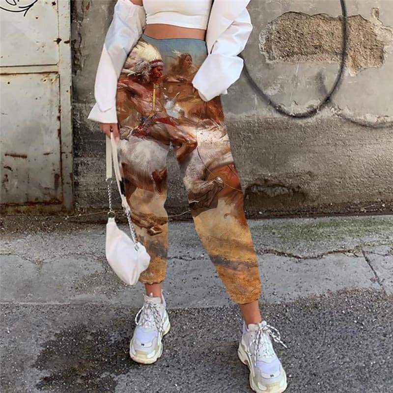 
Indios Pants Women Horse Trouser Animal Jogger Pants War High Waist Pants Graffiti Casual Pant - KYKU
                