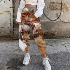 Indios Pants Women Horse Trouser Animal Jogger Pants War High Waist Pants Graffiti Casual Pant - KYKU