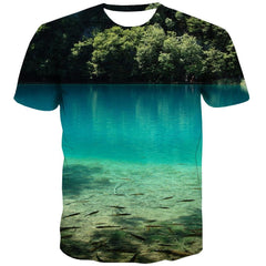 fishing T-shirt Men fish T shirts Funny lake Tshirts Casual Short Sleeve - KYKU