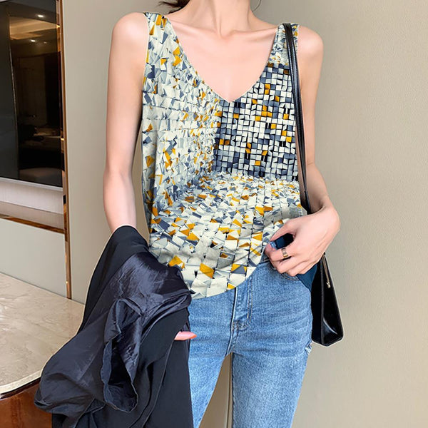 Geometric Tank-Top women Psychedelic Vest Printed Vortex Anime Clothes Three-Dimensional Space Sleeveless 3d - KYKU