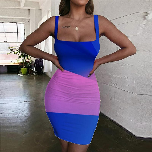 Cube Dress Women Colorful Sundress Abstract 3d Print Womens Clothing
