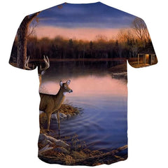 Deer T shirt Men Animal Shirt Print Landscape Tshirts Casual Christmas Funny T shirts