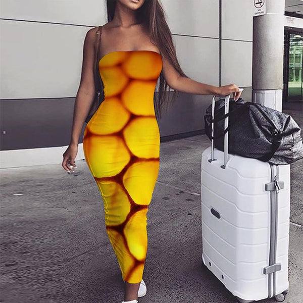 Geometric Dress Women Psychedelic Sundress Vortex Vestido Sexy Honeycomb Party Honey Boho - KYKU
