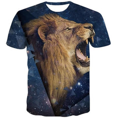 Lion T shirt Men Animal Anime Clothes Galaxy Tshirts Casual Short Sleeve