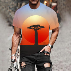 Tree T shirt Men Moon Tshirts Casual Landscape Funny T shirts Harajuku Tshirt Printed