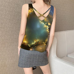 Galaxy Tank-Top women Space Anime Clothes Universe Funny Top Black Hole Sleeveless 3d