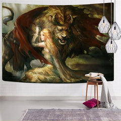 Lion Tapestry Animal Home Tapestrys Anime Tapestries Graffiti Wall Tapestry War Tenture Mandala