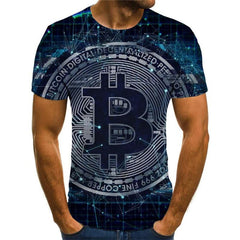 Bitcoin T shirt Men Galaxy T-shirts 3d Abstract Shirt Print Retro Tshirts Casual