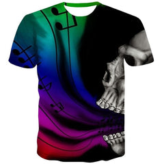 Skull T shirt Men Music Shirt Print Colorful Tshirts Casual Rainbow Anime Clothes