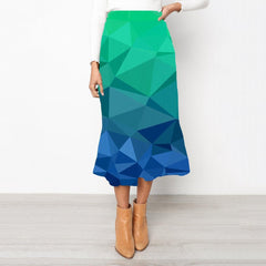 Geometric Skirts Women Psychedelic School skirt Vortex Skirt Ladies Square High waist skirts - KYKU