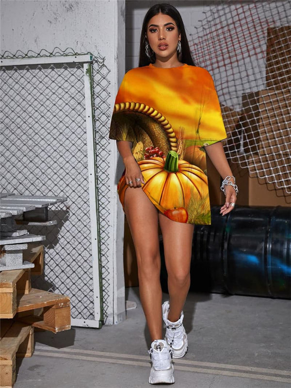 Pumpkin T Shirt Women Halloween Funny T shirts Food Summer Landscape Gothic