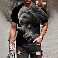 Lion T shirt Men Animal Anime Clothes Ferocious Funny T shirts Harajuku Shirt Print