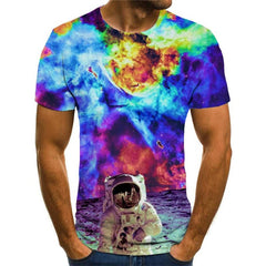 Astronaut T-shirt Men Nebula Tshirt Printed Colorful Tshirts Casual Space T-shirts 3d