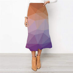 Geometric Skirt Women Psychedelic High waist skirts Vortex School skirt Square Rock Frauen - KYKU
