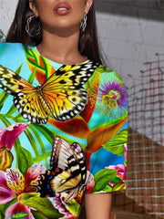 Butterfly T-shirt Women Flower T-shirts 3d Animal Tshirt Printed Colorful Punk Rock