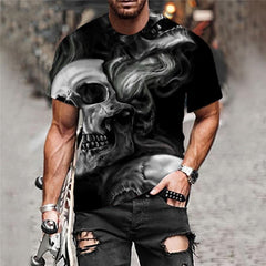 Skull T shirt Men Smoke Cloud T-shirts 3d Skeleton Funny T shirts Hip Hop Tshirts Casual