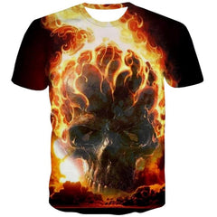 Skull T shirt Men Flame Funny T shirts Party Shirt Print Hip Hop Tshirts Casual